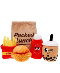 Fast Food Lunch Pack Design Soft Stuffed Plush Dog Toys Squeaky Pet Toy