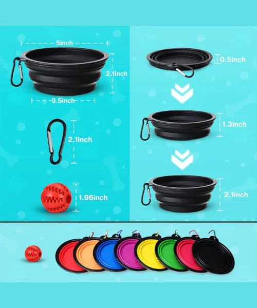 Collapsible Dog Bowls Travel Dog Water Food Bowls Portable Foldable Collapse Dishes with Carabiner Clip for Traveling Hiking Walking