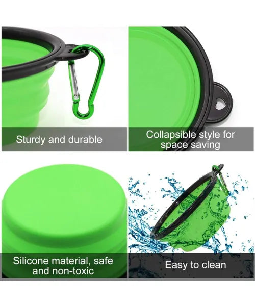 Collapsible Dog Bowls Travel Dog Water Food Bowls Portable Foldable Collapse Dishes with Carabiner Clip for Traveling Hiking Walking