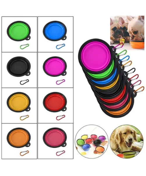 Collapsible Dog Bowls Travel Dog Water Food Bowls Portable Foldable Collapse Dishes with Carabiner Clip for Traveling Hiking Walking