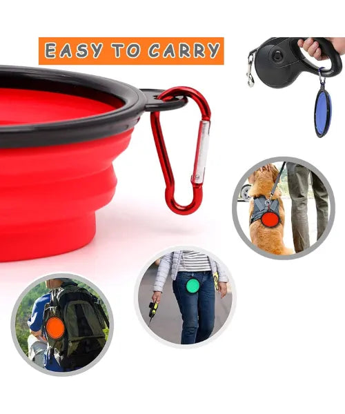 Collapsible Dog Bowls Travel Dog Water Food Bowls Portable Foldable Collapse Dishes with Carabiner Clip for Traveling Hiking Walking