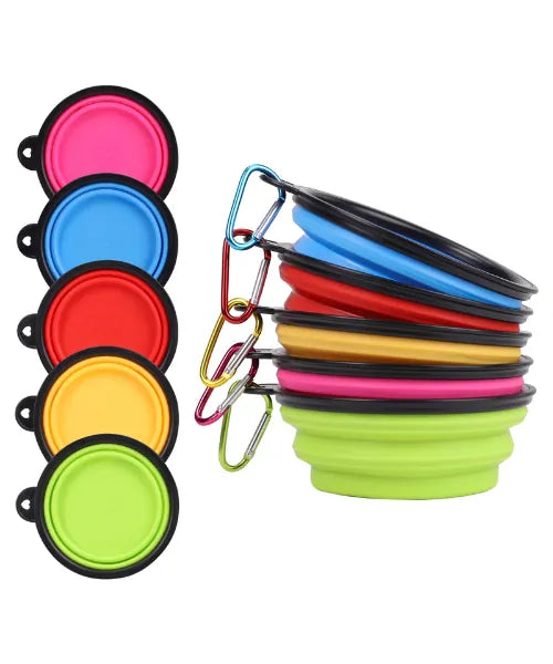 Collapsible Dog Bowls Travel Dog Water Food Bowls Portable Foldable Collapse Dishes with Carabiner Clip for Traveling Hiking Walking