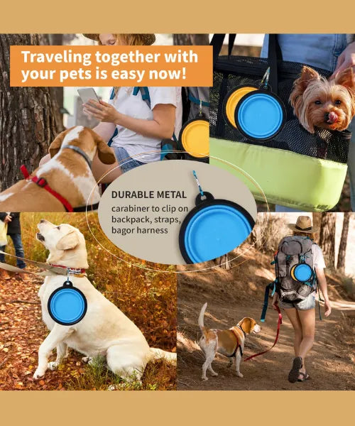 Collapsible Dog Bowls Travel Dog Water Food Bowls Portable Foldable Collapse Dishes with Carabiner Clip for Traveling Hiking Walking