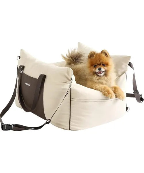 CozyRide Small Dog Car Seat - Waterproof Booster Seat, Safety Leash & Storage Pockets for Pets Up to 25lbs