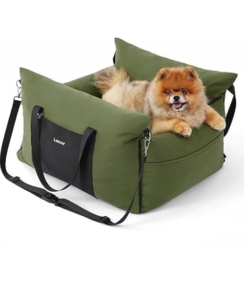 CozyRide Small Dog Car Seat - Waterproof Booster Seat, Safety Leash & Storage Pockets for Pets Up to 25lbs