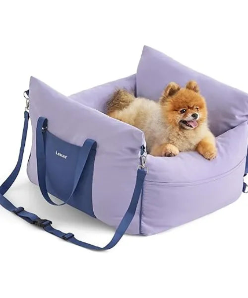 CozyRide Small Dog Car Seat - Waterproof Booster Seat, Safety Leash & Storage Pockets for Pets Up to 25lbs