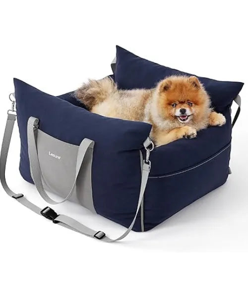 CozyRide Small Dog Car Seat - Waterproof Booster Seat, Safety Leash & Storage Pockets for Pets Up to 25lbs
