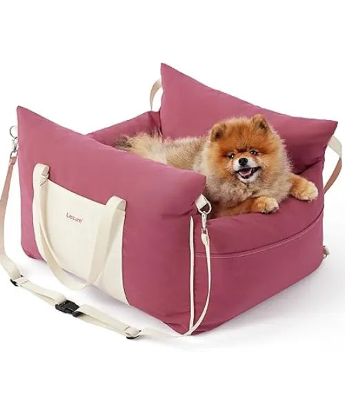CozyRide Small Dog Car Seat - Waterproof Booster Seat, Safety Leash & Storage Pockets for Pets Up to 25lbs